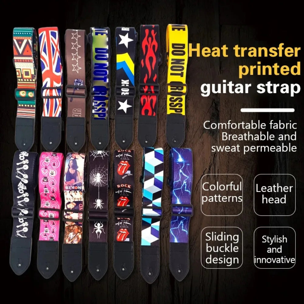 Adjustable Electric Guitar Shoulder Strap Universal Ukulele Guitar Strap Embroidered Bass Belt Musical Instrument Accessories