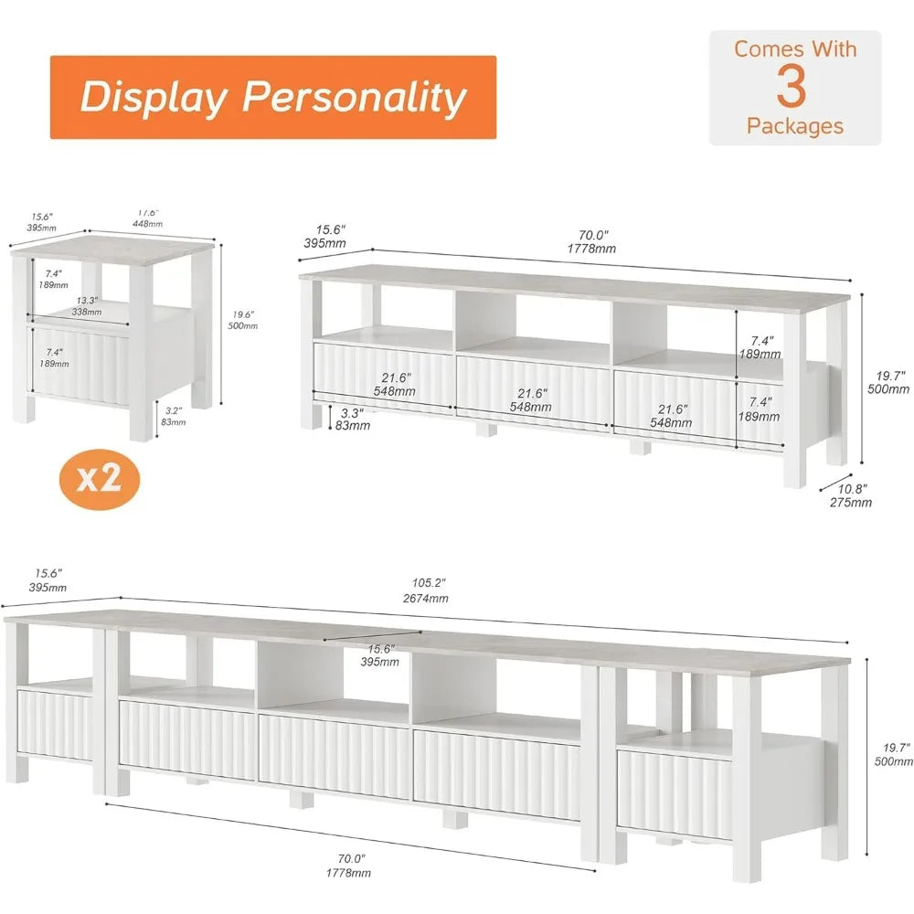 Wood TV Console Table With Storage Cabinet for Living Room Showcases 105 '' Armoires De Salon Chests of Drawers Showcase Display