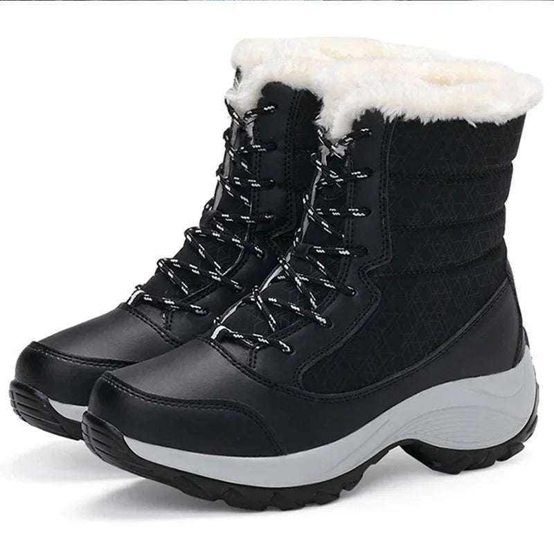 Women Boots Winter Platform Heels Snow Boots for Wamen 2023 Trend Fur Warm Ankle Boots Female Plush Winter Waterproof Shoes