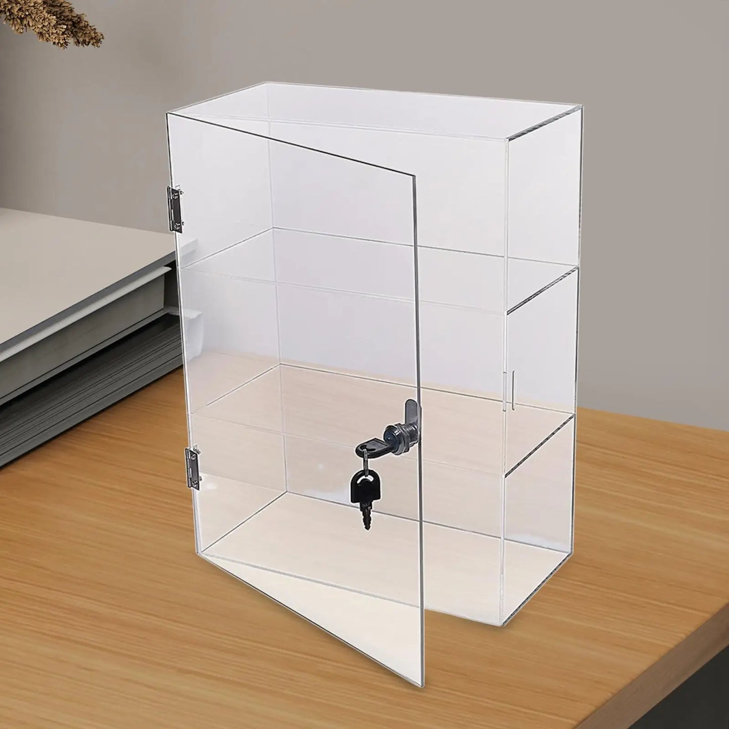 Acrylic Display Case with Lock Keys Holder Display Cabinet for Model Cars Figures Memorabilia Jewelry Accessories Small Stones