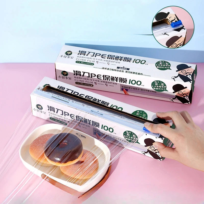 Saran Wrap, Microwavable Cling  Film Wrap - With Removable Slide-Cutter, Clear Plastic Food Wrapping Film Keep Food Fres