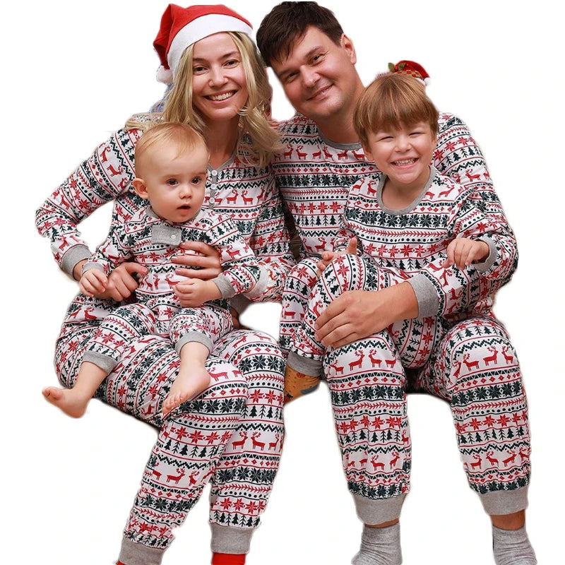 Christmas Family Matching Pajamas Outfits Set Print Adult Dad Father Mother Kids Sleepwear Baby Boy Girl Clothes