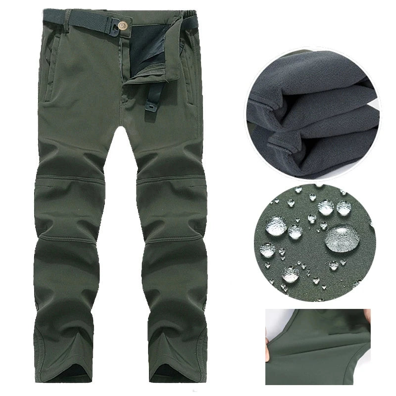 Men Autumn Winter Fall Climbing Skiing Trekking Fleece Fishing Tactical Softshell Military Pants Camping Hiking Skiing Trousers