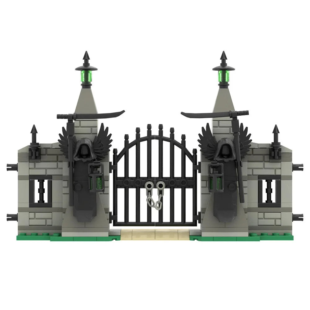 MOC Halloween Tree Cemetery Pumpkin Building Blocks Set Horror Ghost House Garden Castle Bricks Toys For Children Birthday Gifts