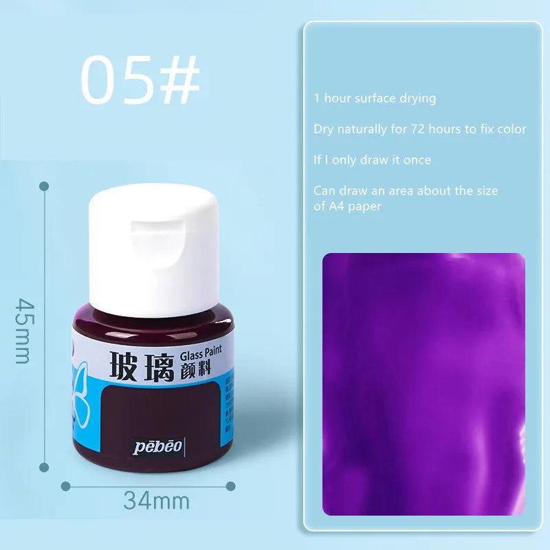 Waterproof Glass Paint 20ml Transparent Sun-Resistant Glass Acrylic Paints For Painting Aquarela Art Supplies