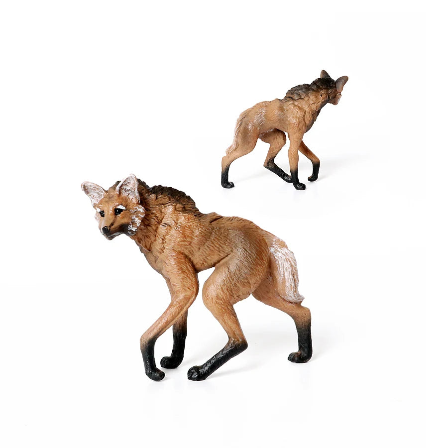 Realistic Plastic Wildlife Hyena,Maned Wolf,African Wild Dog Toy Hand Painted Figurine for Collection Science Educational Prop