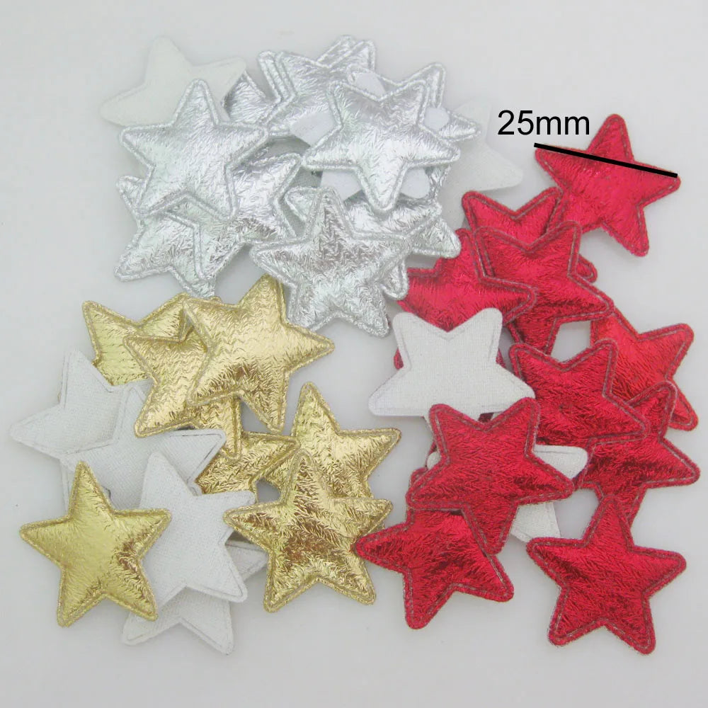 PANNWO 4 Sizes Available 50Pcs Padded Felt Star Appliques Christmas DIY Scrapbooking Craft Accessories