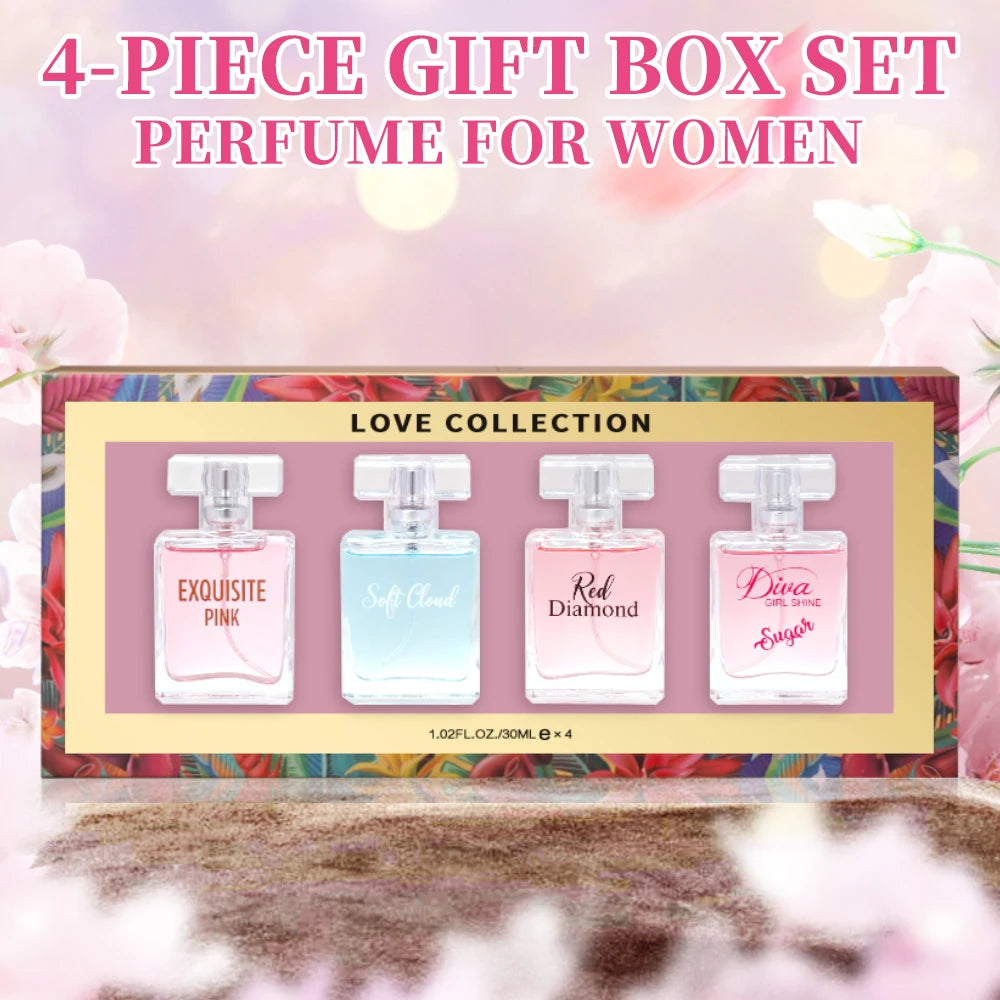 Women's Love Collection Fragrance Set Eau De Parfum Spray 4-Piece Gift Set Long Lasting 1.02 Fl Oz per Bottle