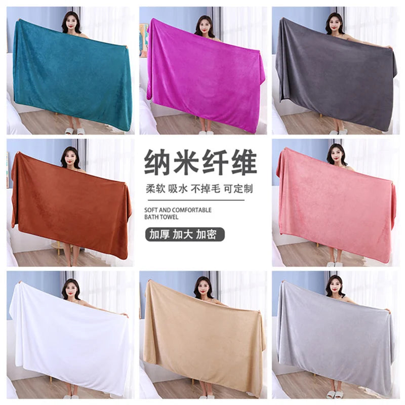 super large smooth and soft double-sided quick-drying microfiber bath towel thickened non-linting towel Sports beauty bath towe