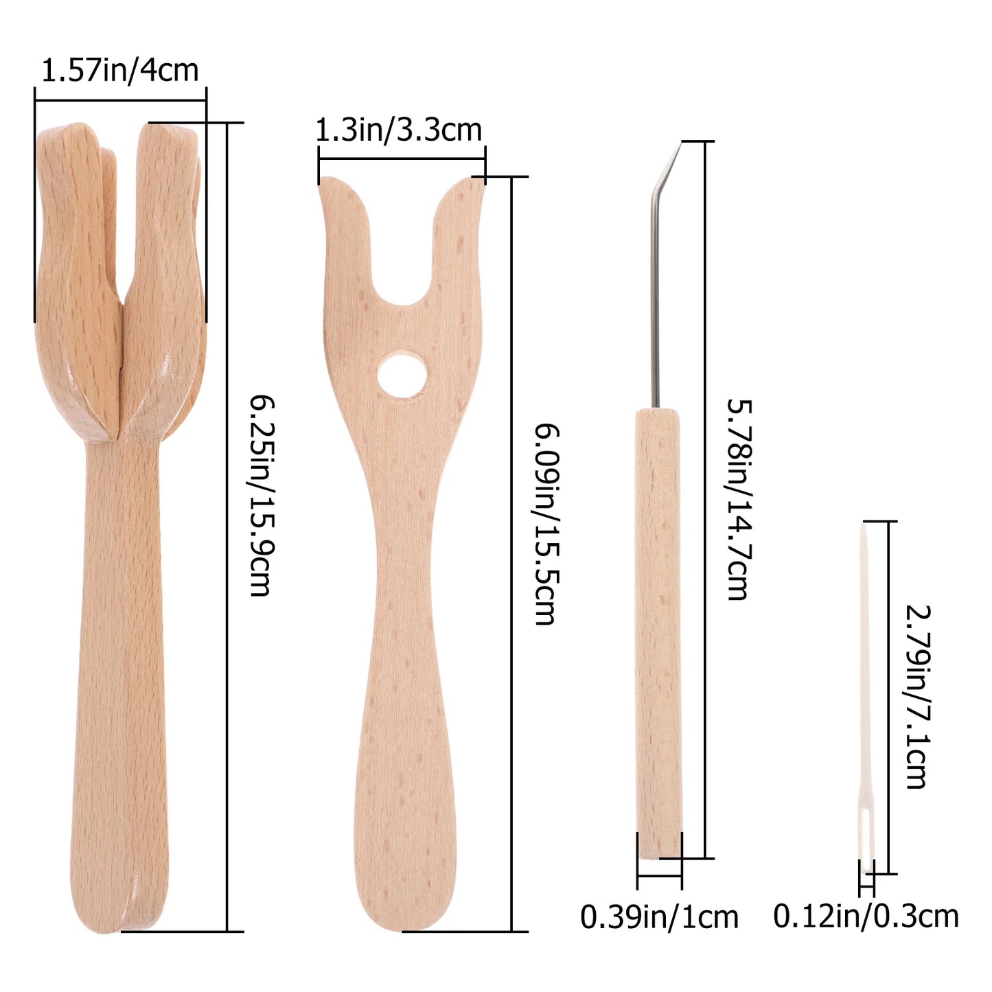 Crochet Hook Wooden Fork Braider Weaving Tools Craft Needles Kit Multipurpose Bend Decorative Knitting Forks