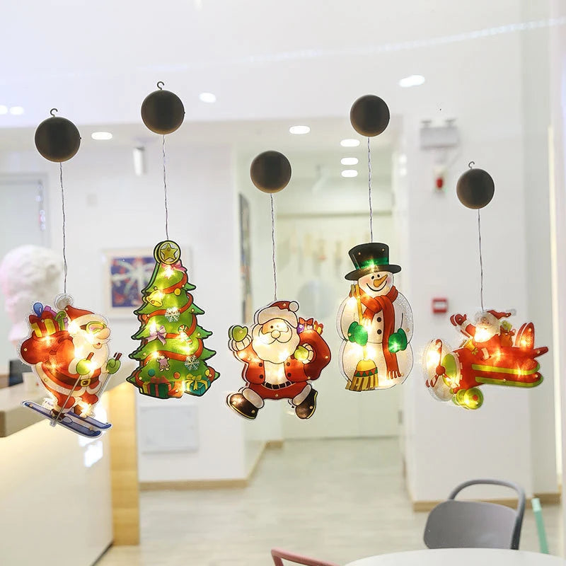 LED Christmas Tree Light Window Hanging Lamp Fairy Lights Merry Chirstmas Decorations Navidad Led Light New Year Home Decor