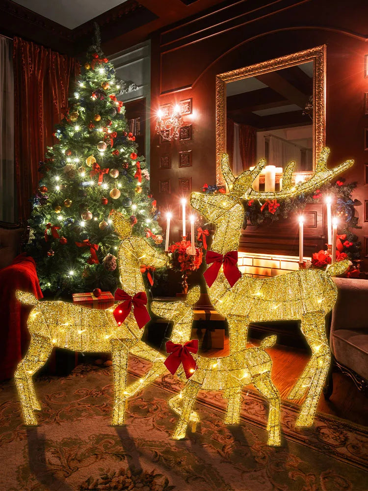 Lighted Christmas Reindeer Water Resistant Light Up Decoration For Garden Glowing Reindeer Outdoor Yard Ornament New Year 2025