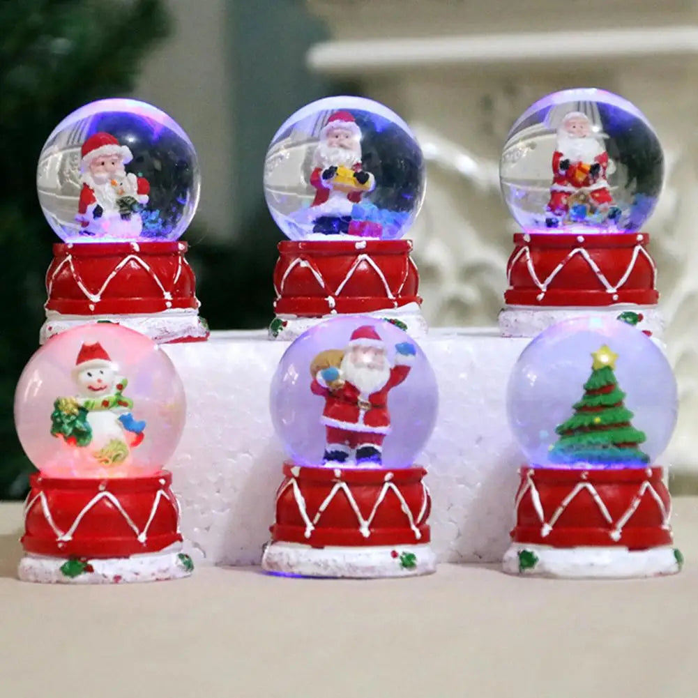 Christmas Glass Snow Globe Decor Holiday Decor Glowing Crafts Santa Claus Tree Snowman Glass Ball Ornament Home Decoration