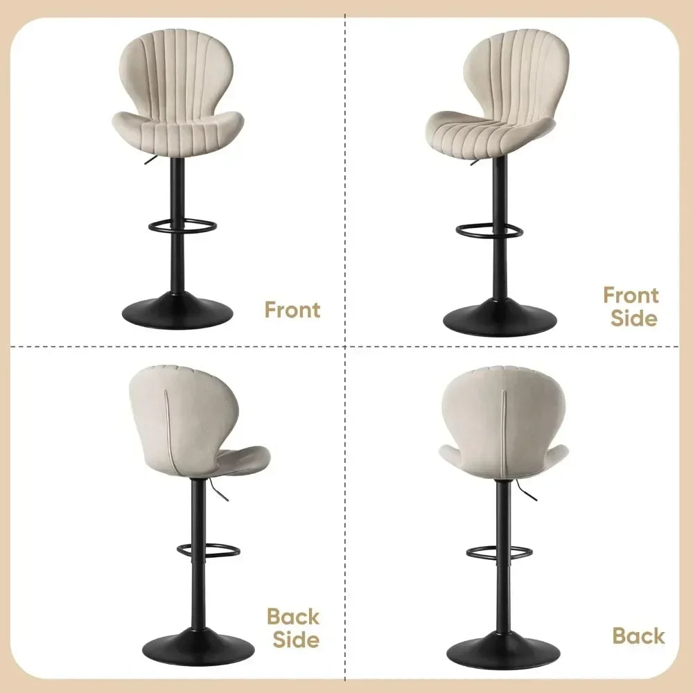 Bar Stools Set of 4 Modern Swivel Bar Chairs, Barstools Counter Height with High Backrest, Easy 3-5 Minute Assembly Bar Stools