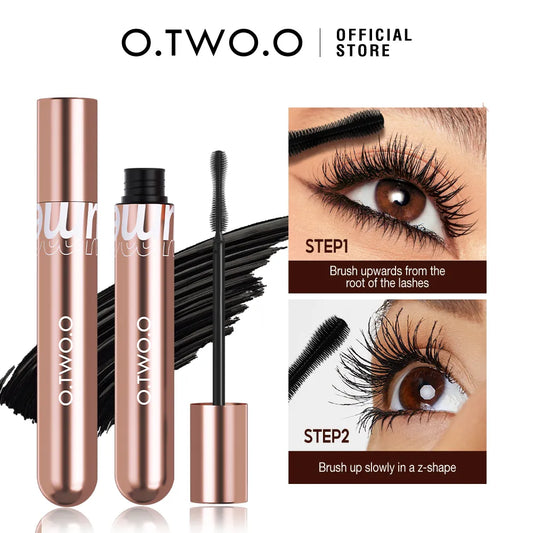 O.TWO.O Mascara, wasserfest, 4D-Seidenfaser, Curling, Volumen, Wimpern, dick, verlängernd, nährend, Wimpernverlängerung, hochwertiges Make-up