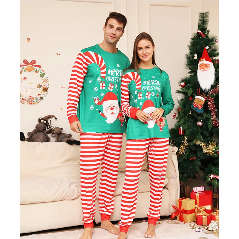 Family Christmas Matching Pajamas Outfits Set 2024 Adult Kids Baby Same Look Tops Pants Xmas Sleepwear Pyjamas Couples Clothes