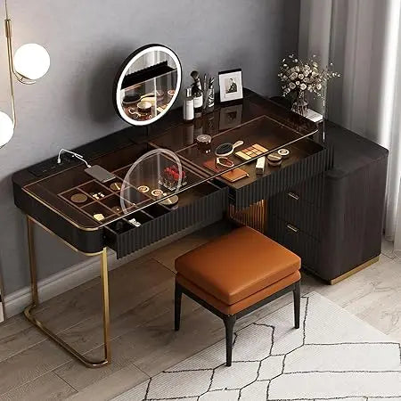 Vanity Desk, Dressing in One, Super Storage with LED Light, Vanity Desk