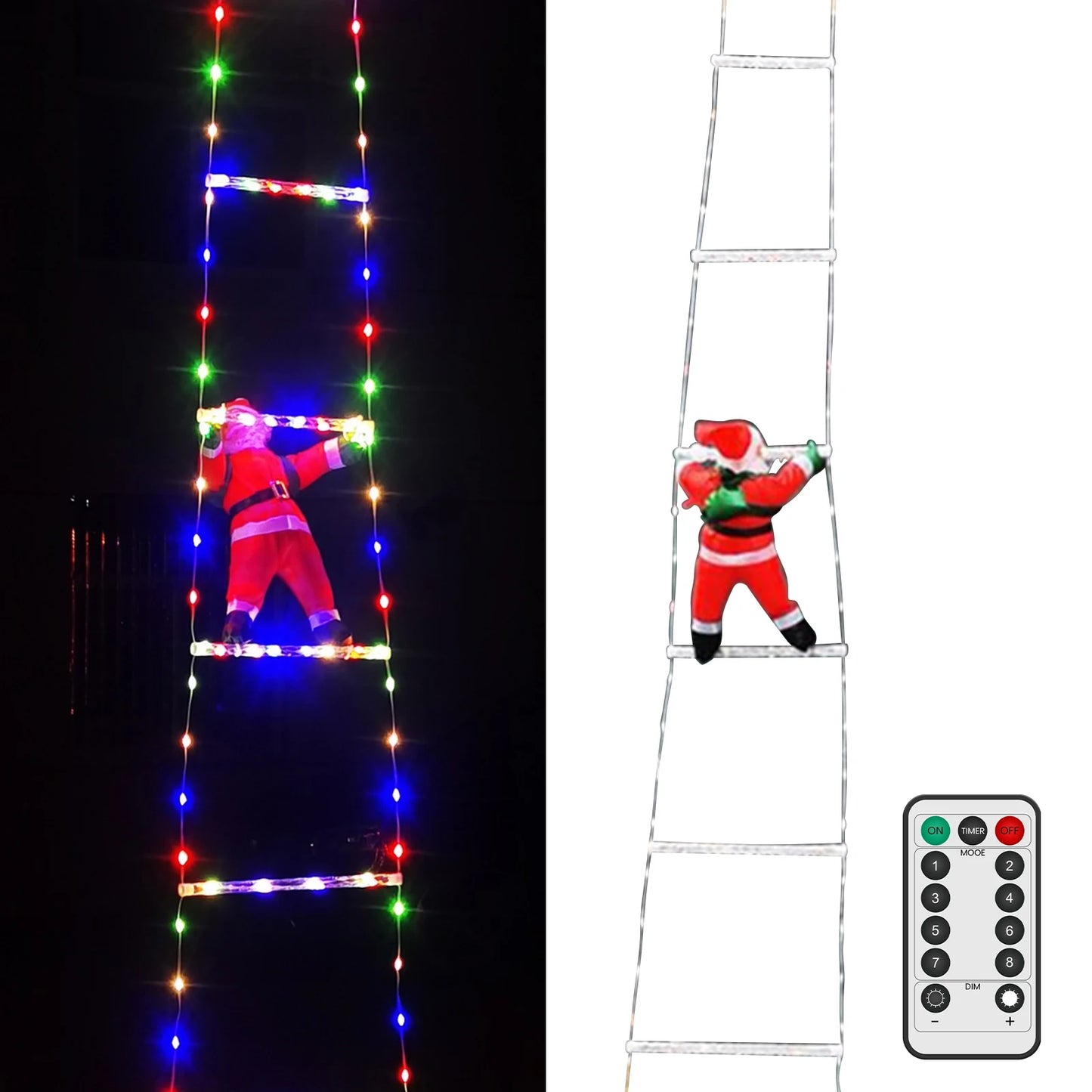 Remote Control Santa Claus Climbing On Rope Ladder Christmas Outdoor Indoor Ornament Decor Waterproof Christmas LED Lights