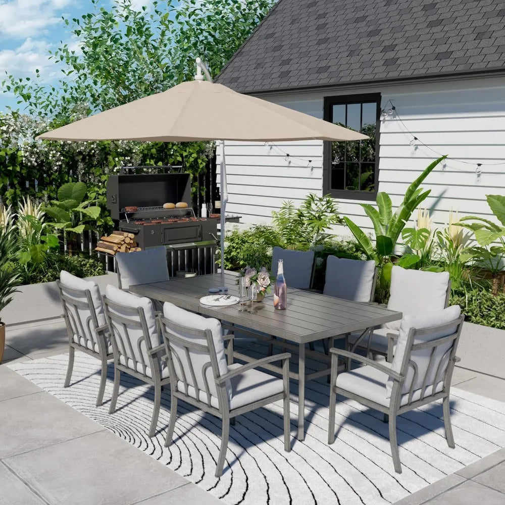 9-Piece Patio Outdoor Dining Set,All Aluminum Patio Table and Chairs Set for8Includes1Rectangular Table,Garden Patio Dining Sets