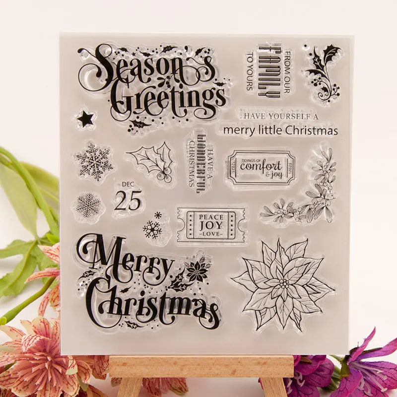 Merry Christmas Clear Stamps Transparent Silicone Stamp Seal for Card Making Decoration and DIY Scrapbookig T1639