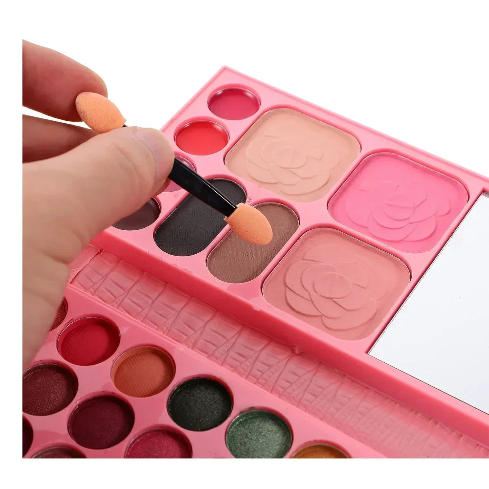 33 Colors Eye Shadow Powder Blush Lipstick Lasting Cosmetics Makeup Set with Mirror For Beginner Kids Travel Portable Palette