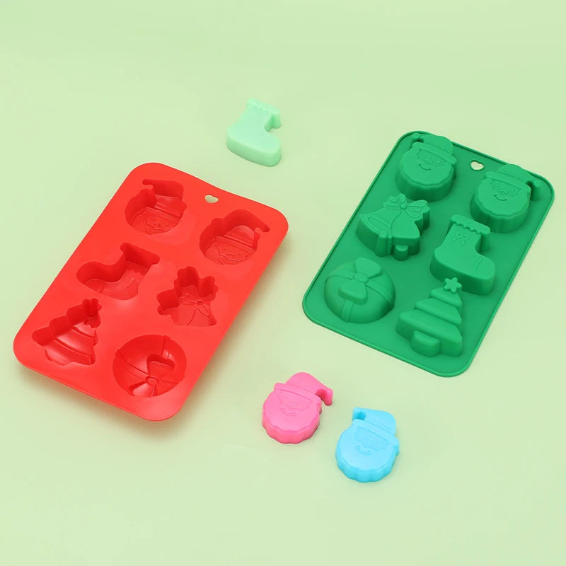 Christmas Soap Molds Christmas Silicone Molds for Soap Making Candle Making Cake Baking Christmas Tree Socks Santa Claus GiftBox