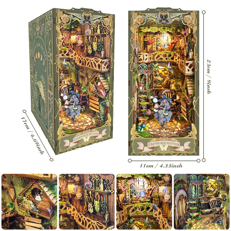 3D Wooden Puzzle Magic House DIY Book Nook Kit Micro Landscape Bookend Shelf Home Decor Bookend Toys Adults Kids 3D Puzzle Gifts