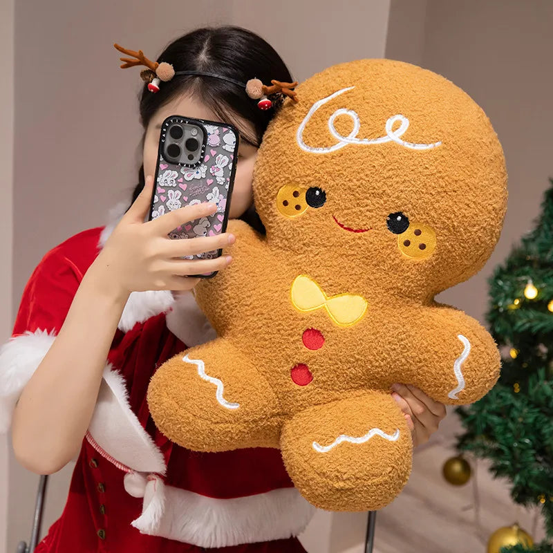 Kawaii Cartoon Christmas Series Plush Doll Pillow Gingerbread Man Christmas Tree Santa Claus Plush Toy Home Holiday Decoration