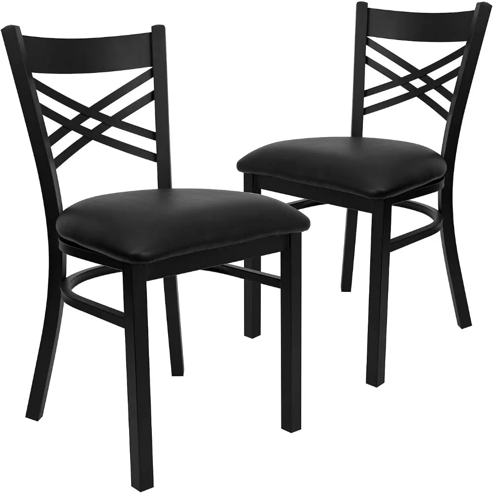 Set of 2 Metal Restaurant Chairs, Modern Upholstered Armless Dining Chairs for Restaurants/Kitchens,Suitable for dining room