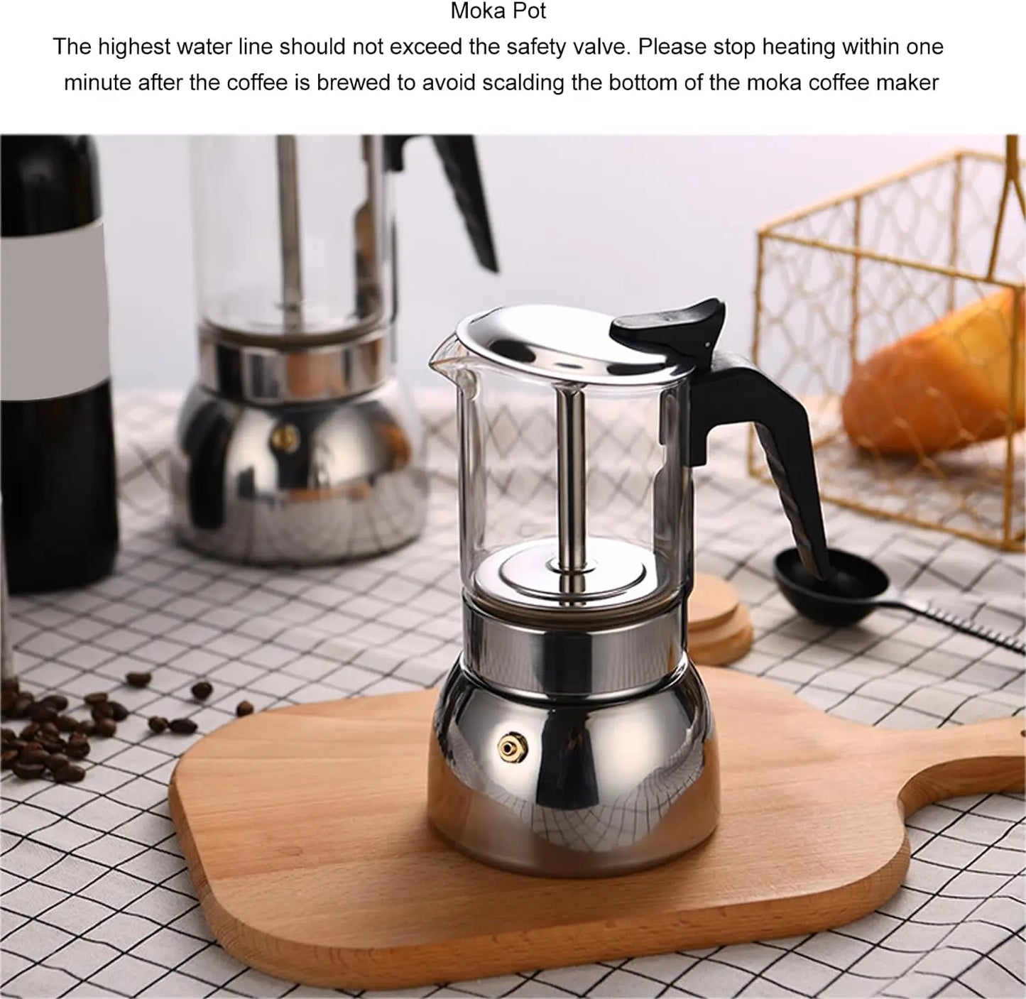 Glass Moka Pots Washable Stovetop Espresso Coffee Maker Stainless Steel Classic Italian Mocha Pot Portable Cafe Camp 200ML