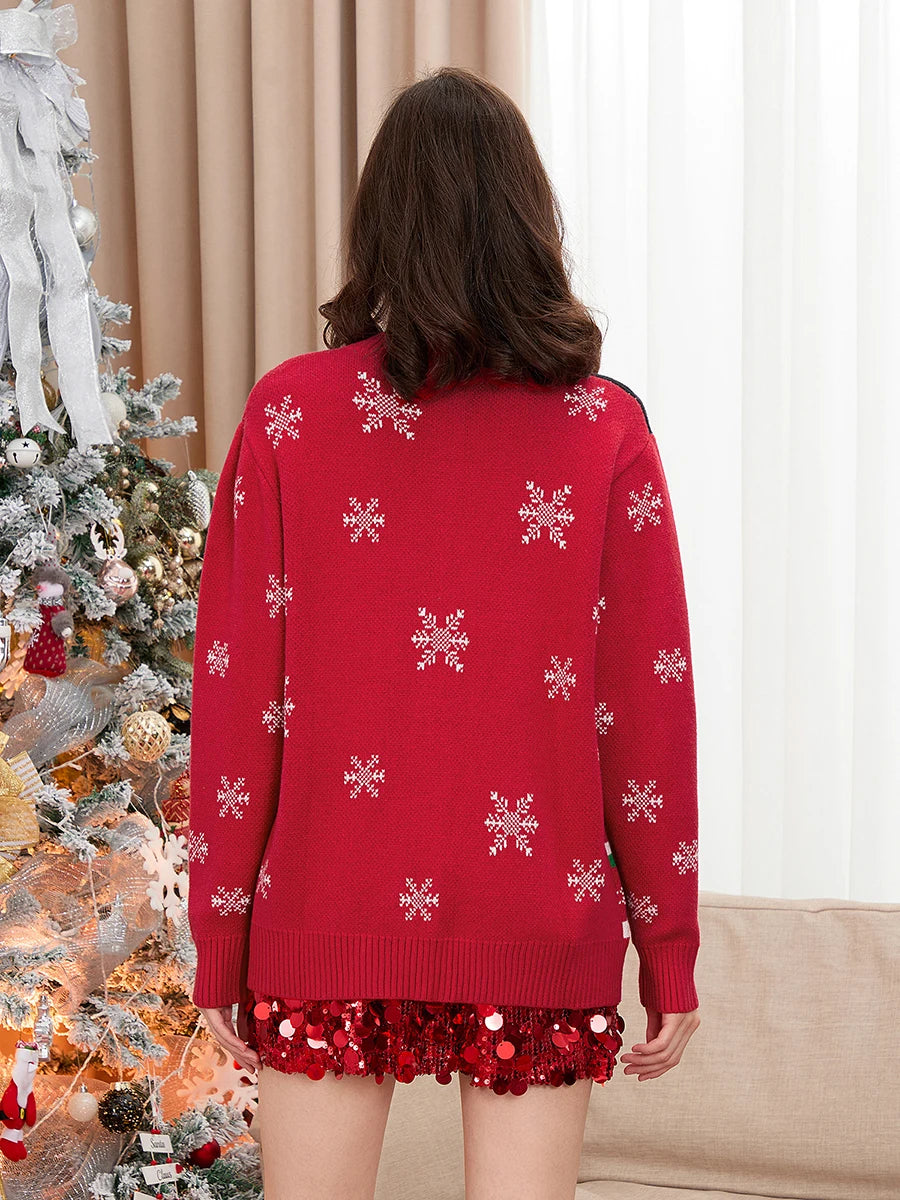 Women s Christmas Cardigan Sweaters Gingerbread Men Pattern Ribbed Trim Button Down V-Neck Long Sleeve Casual Knit Tops