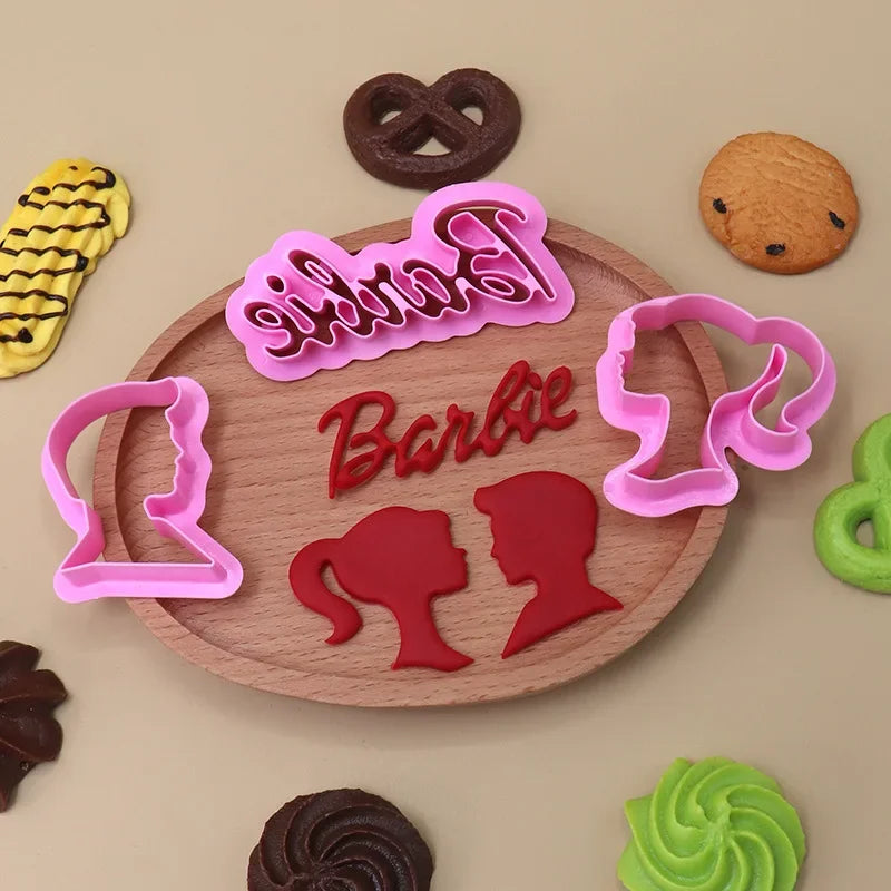 Barbie Cookie Cutter Set Kawaii Kitchen Accessories Pink Cookie Mold Stamp Baking Tools Christmas Molds Party Decoration