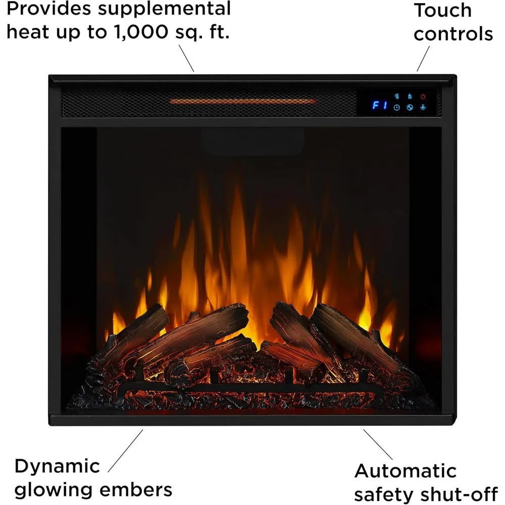 48” Electric Fireplace with Mantel, Realistic Log and Flame Effect, Remote Control, Timer, Replaceable Fireplace Insert Heater