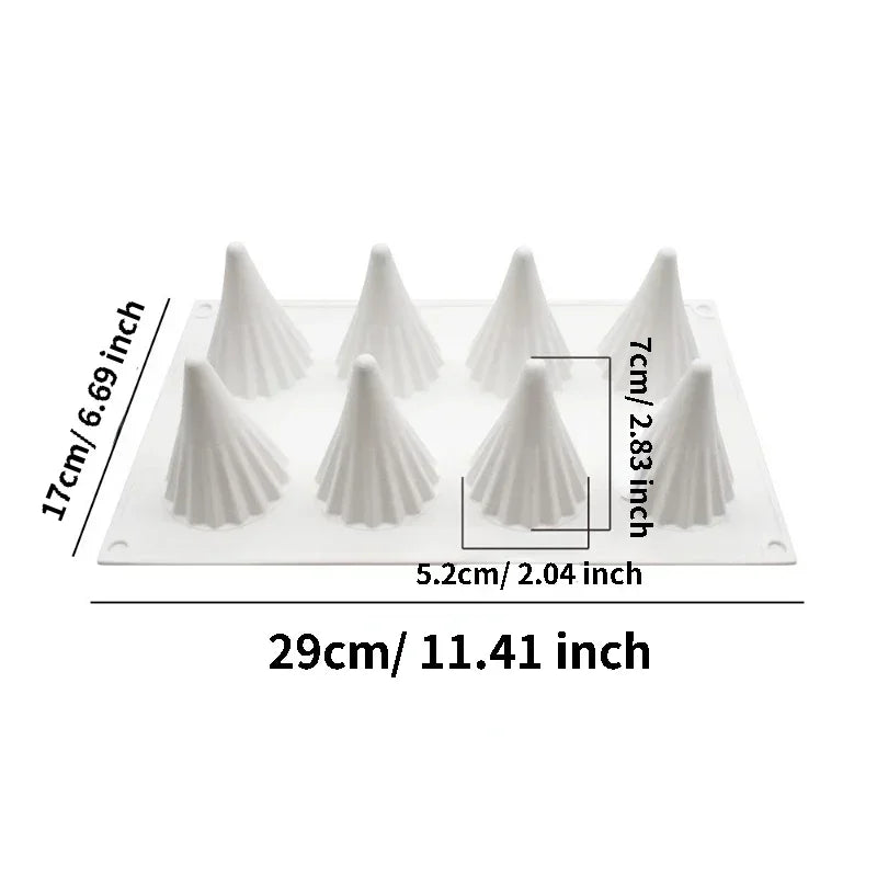 8 Cavity Christmas Tree Shaped Silicone Mousse Cake Mold Cookies 3D DIY Handmade Kitchen Baking Tools Decorating Mould