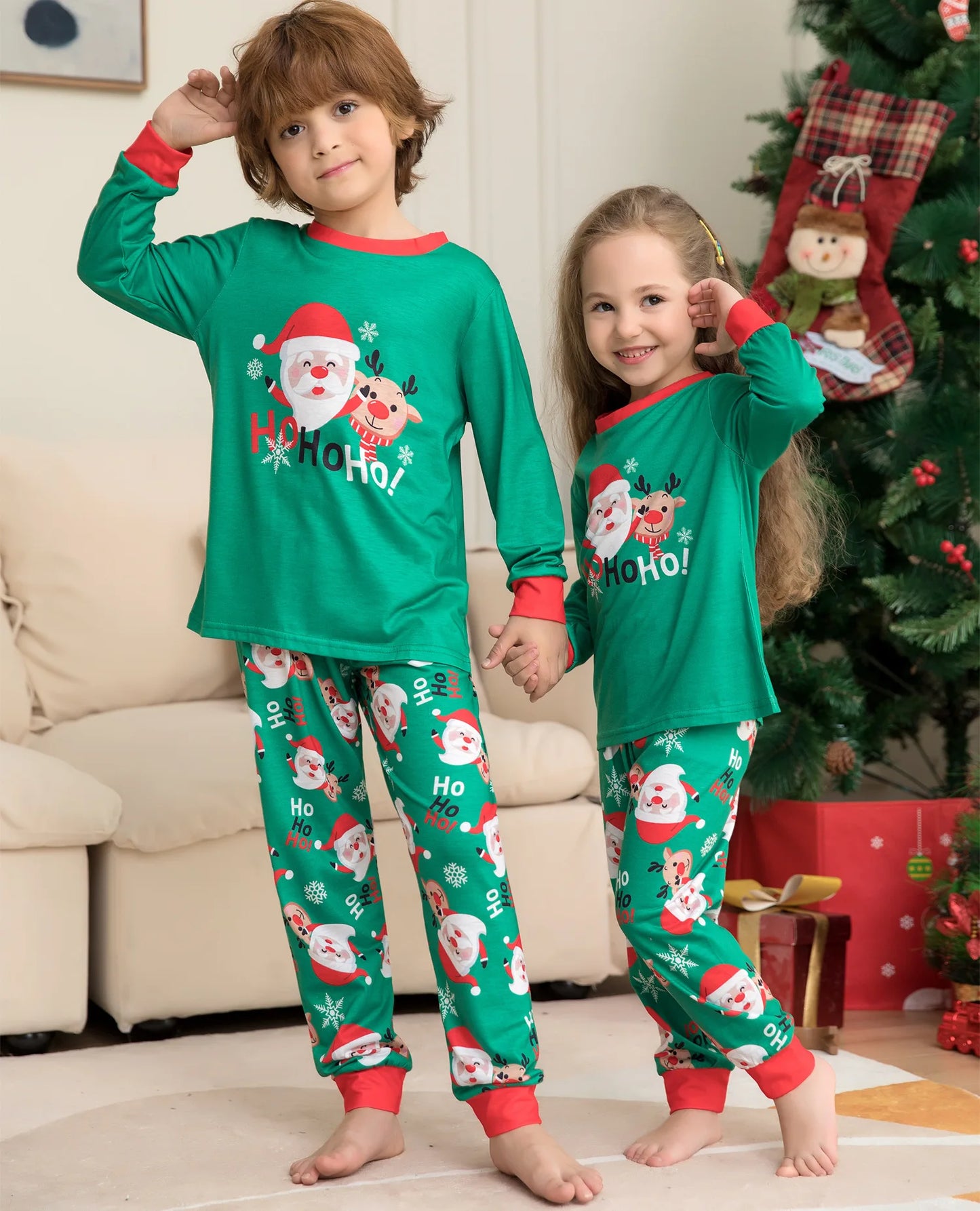 Xmas Family Matching Pajamas Set Santa Deer Letter Print Family Matching Outfits 2023 Christmas Family Pj's Dog Clothes