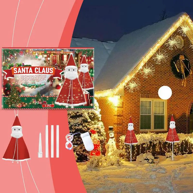 Lighted Santa Claus Decorative Christmas Santa Yard Signs Waterproof Pathway Lights Outdoor Lawn Stakes Patio Decor For Holiday