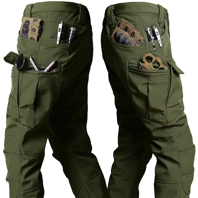 Waterproof Tactical Pants Men Hunting Shark Skin Soft Shell Fleece Trousers Outdoor Waterproof  Wear-resistant Cargo Pant