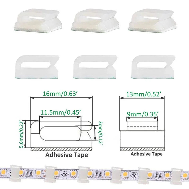 30/20/10Pcs Strong Adhesive Cable Wire Holder Fixing Clip 5050 LED Strip Connector Tie Mount For Christmas Light Wire Organizer