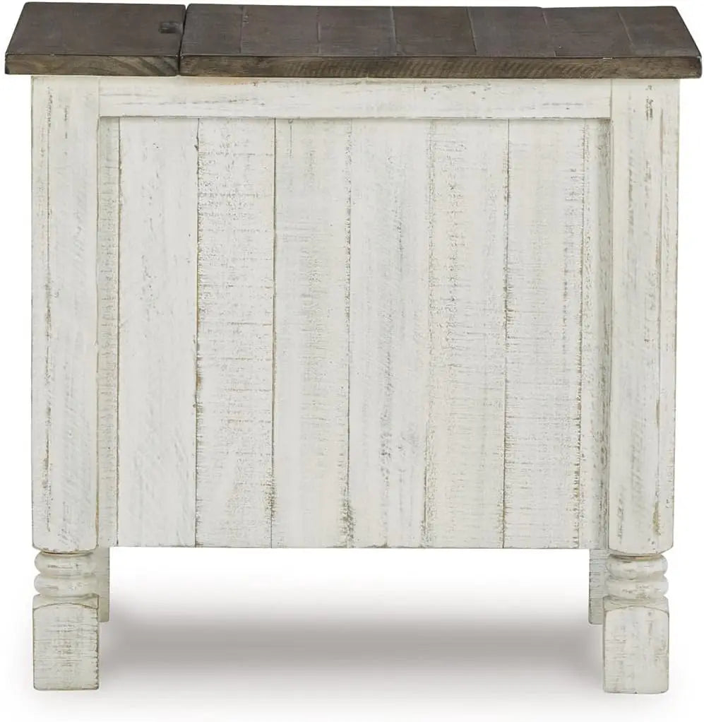 French Country Chair Side End Table, White & Gray