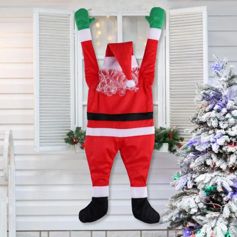 2023 New Santa Claus Climbing Wall Decoration Clothes Hanging Gifts Holiday Gifts Christmas Ornaments Navid Flannel Santa Claus