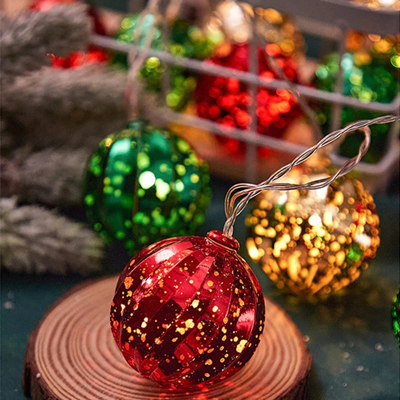 Christmas Ball LED Lights Star Round Xmas Tree Hanging String Lamp Merry Christmas Decorations New Year 2025 Party LED Lights