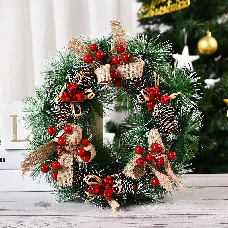 Christmas Holiday Art Wreath Decorative Simulation Door Wreath Christmas Decorations for Window Wall Party Christmas Pendant