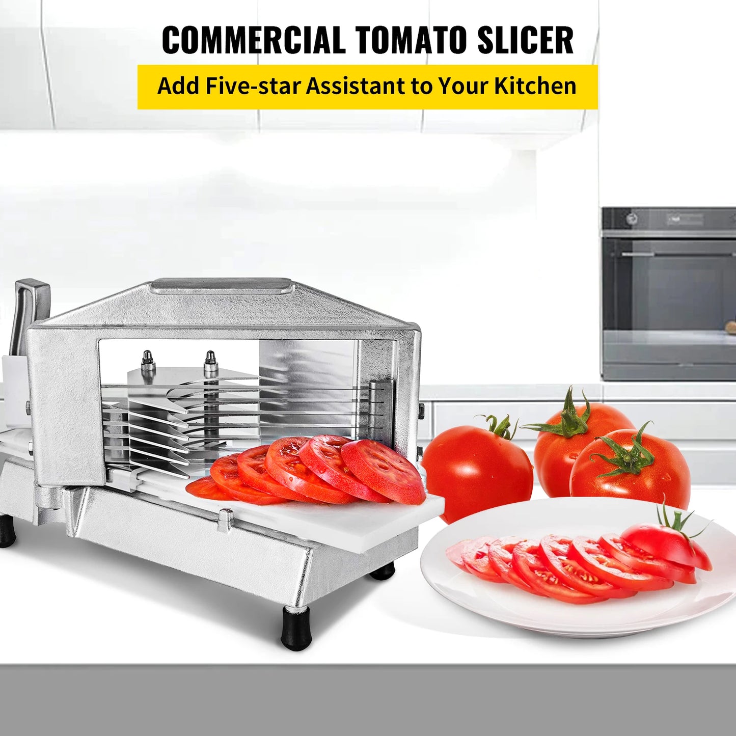 VEVOR Commercial Tomato Slicer 3/8" Heavy Duty Tomato Slicer Tomato Cutter w/ Built in Cutting Board for Restaurant or Home Use