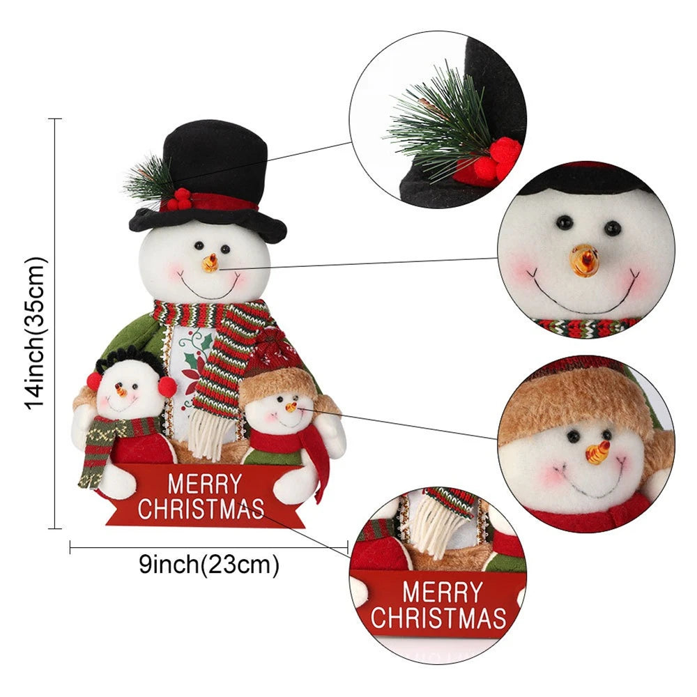 35cm Christmas Dolls Decoration Short Plush Printe Santa Claus Snowman Doll for Christmas Tree Ornaments Figurin Room Decor Gift