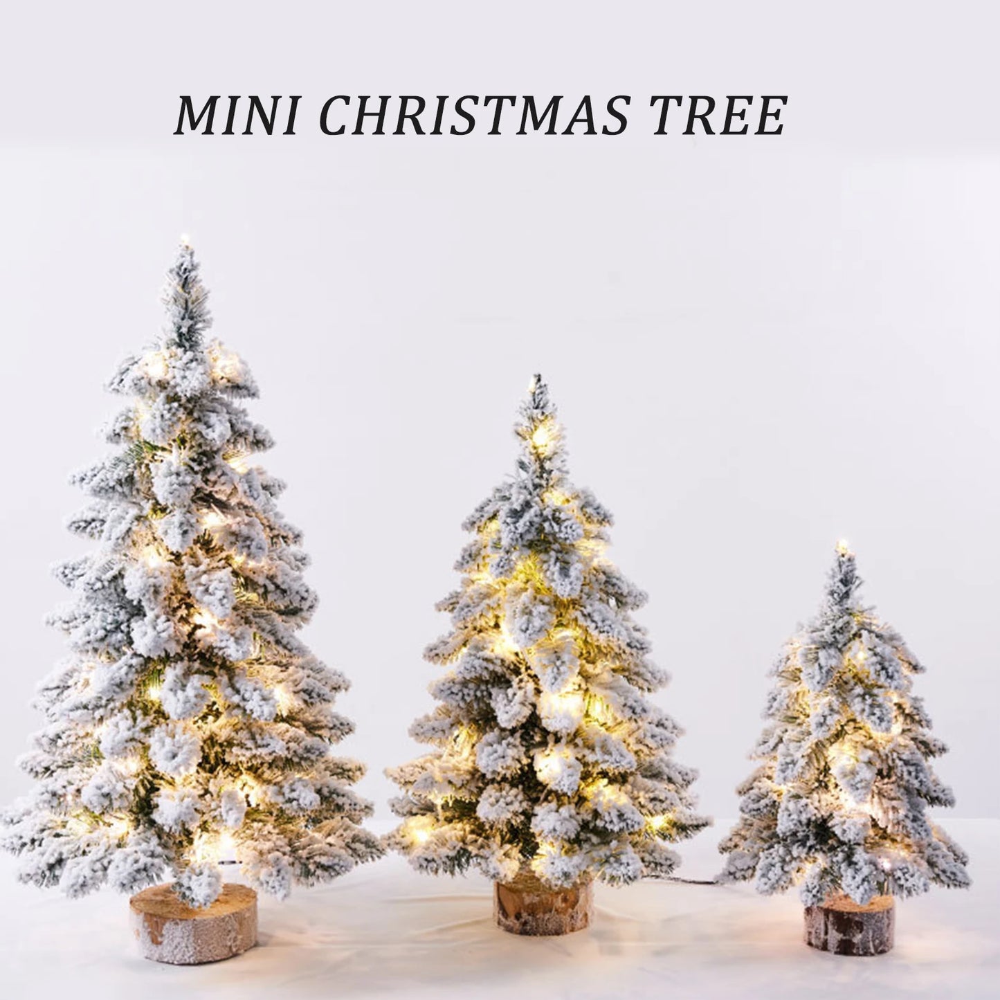 Prelit Tabletop Christmas Tree Includes Small White LED Lights Wood Base for Table Desk Farmhouse Porch Christmas Decoration