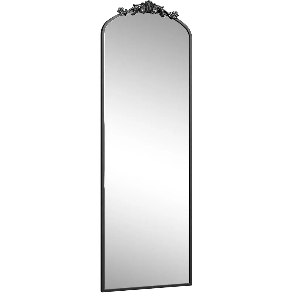 Black Arched Full Length Mirror 71x32 Mirrors Ornate Floor Mirror for Dressing Miroir Shatter-Proof and Anti-Rust Miror Led Home