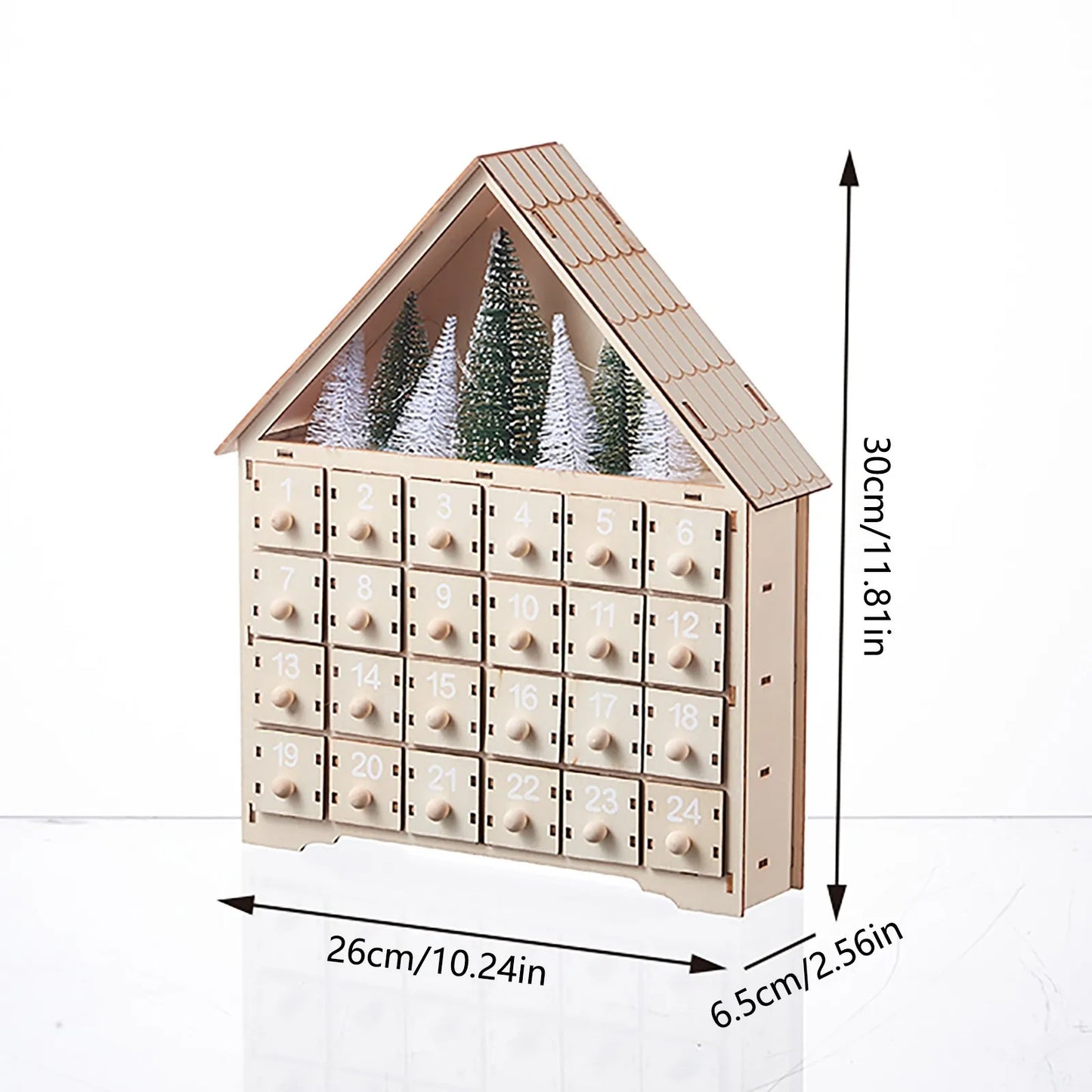 Christmas Wooden Advent Calendar Village House Pine Countdown To Christmas Ornament With 24 Drawers Box Decorations Gifts