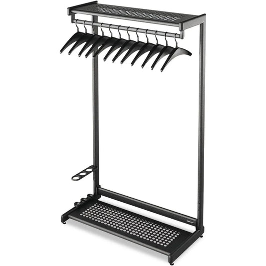 Single-Sided Rack W/Two Shelves Clothes Rack Coat Stand Hanger Hanger Racks Clothing Hangers Dress Living Room Furniture Home