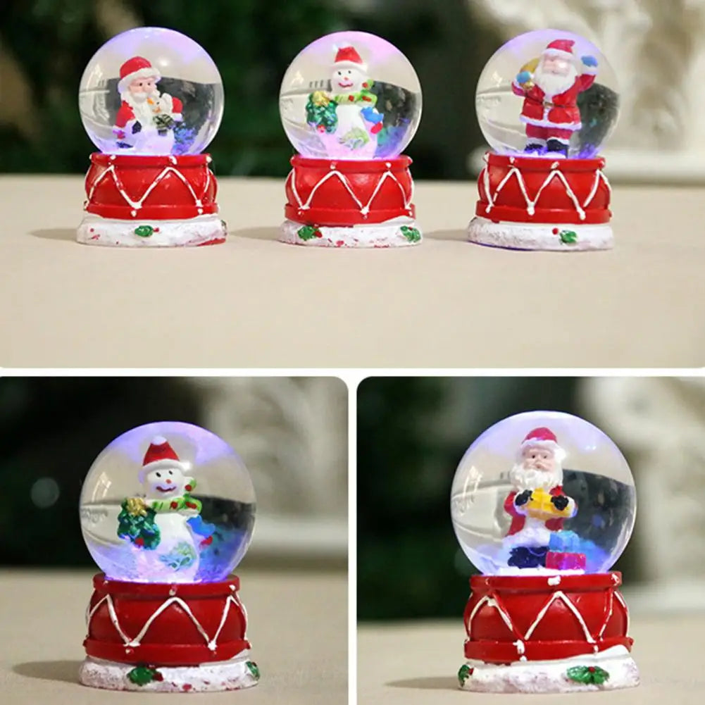 Christmas Glass Snow Globe Decor Holiday Decor Glowing Crafts Santa Claus Tree Snowman Glass Ball Ornament Home Decoration