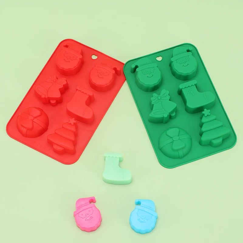 Christmas Soap Molds Christmas Silicone Molds for Soap Making Candle Making Cake Baking Christmas Tree Socks Santa Claus GiftBox